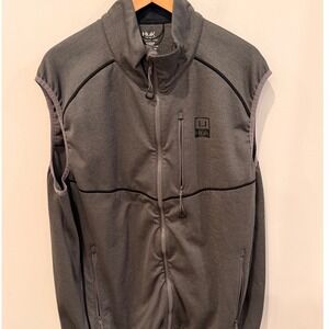 HUK Performance Fishing Fleece Jacket Mens XL Gray Full Zip Outdoor Stretch